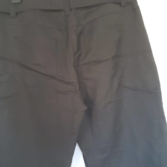 SANDRO Black Linen Pants Size 10 Mediu Pockets Belted Wide Leg Cropped Paper Bag - Picture 6 of 6